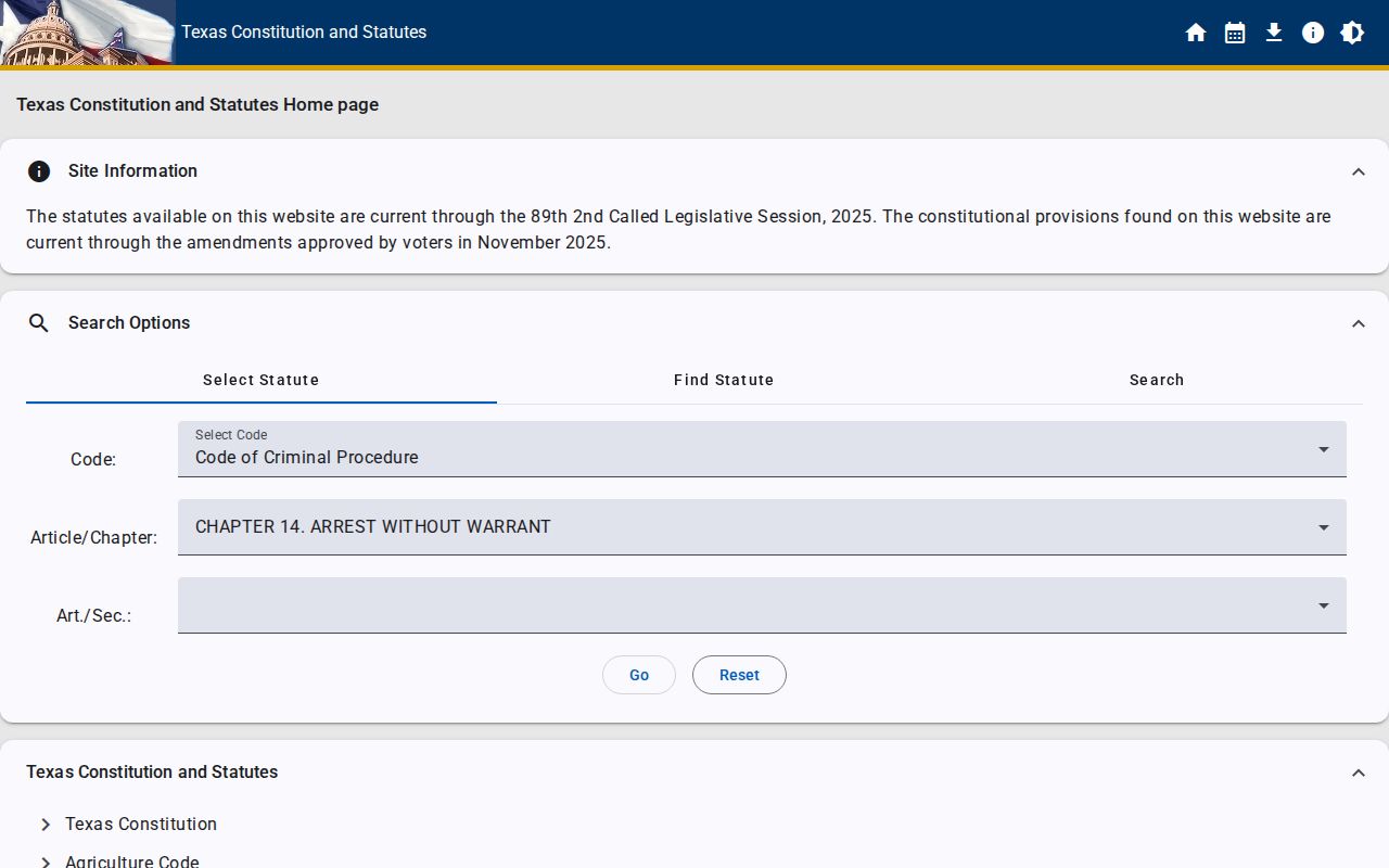 Texas warrantless arrest law for Terry County arrest records