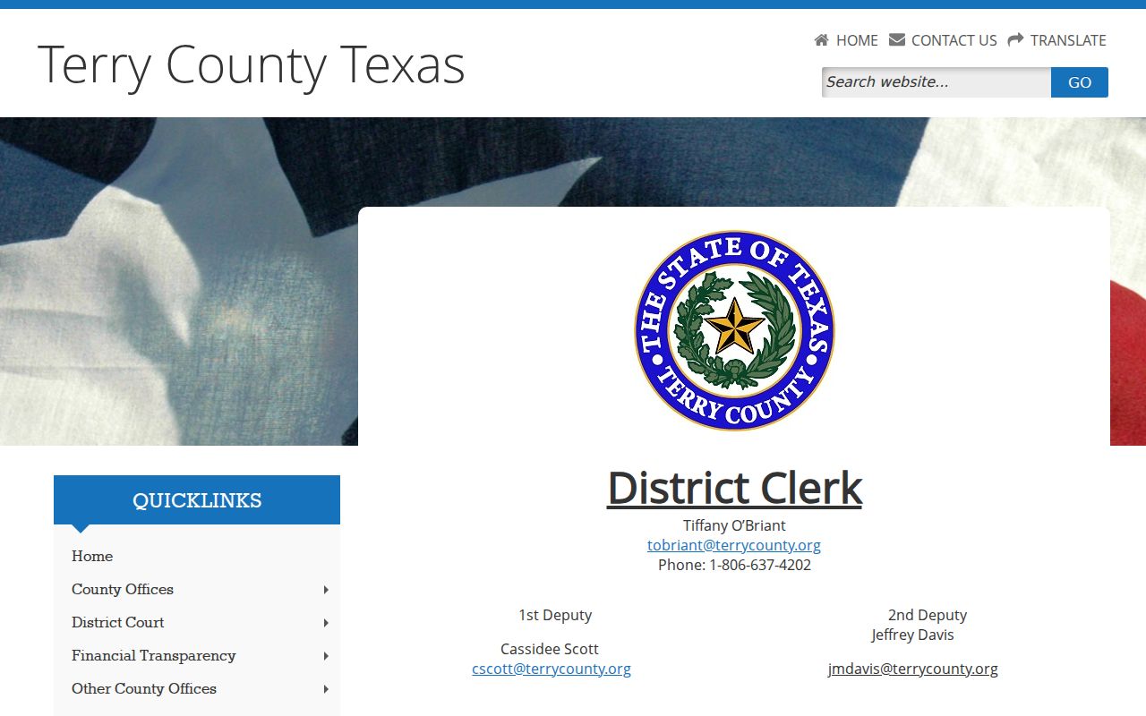Terry County criminal court District Clerk docket page
