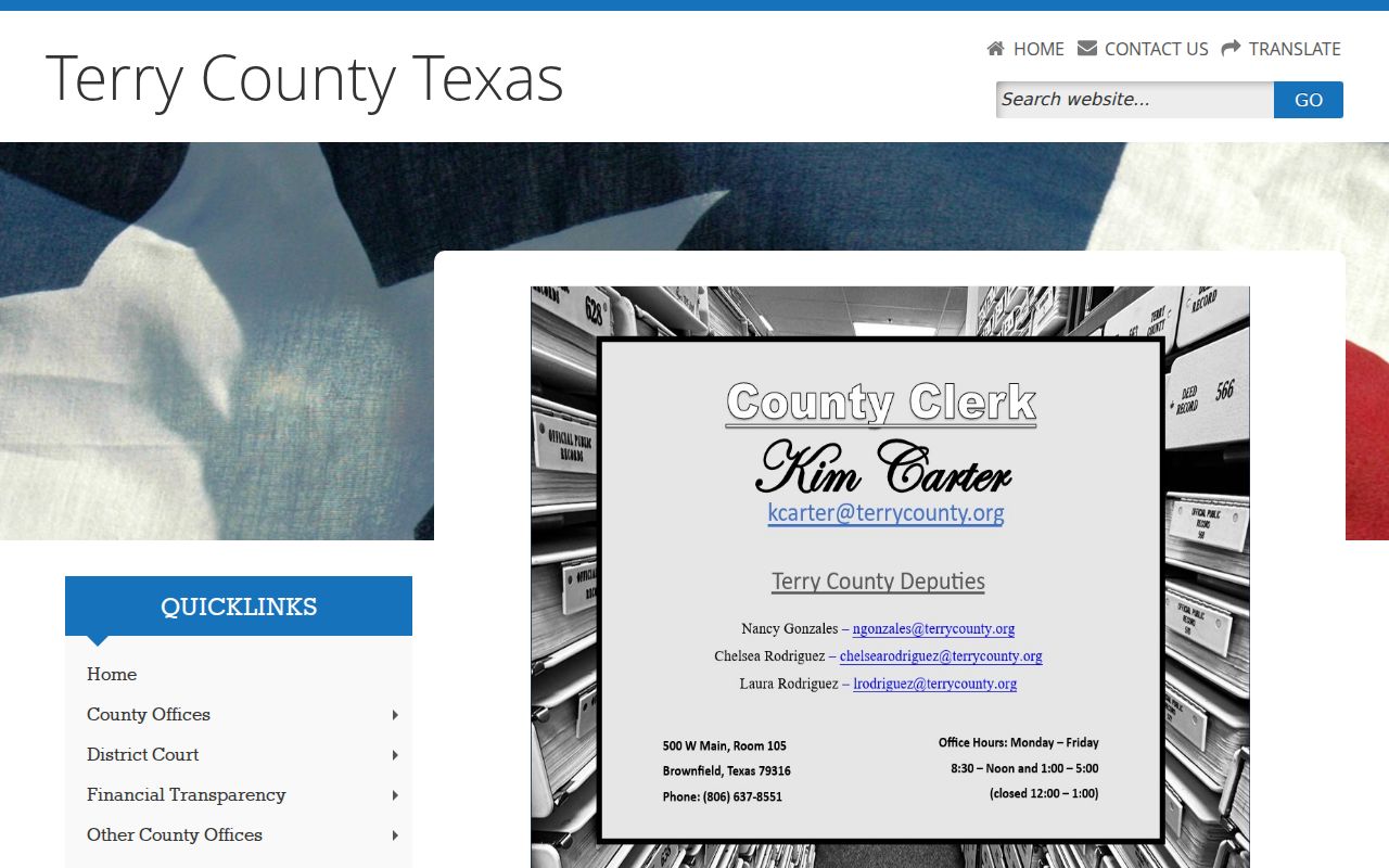 Terry County misdemeanor court case County Clerk page