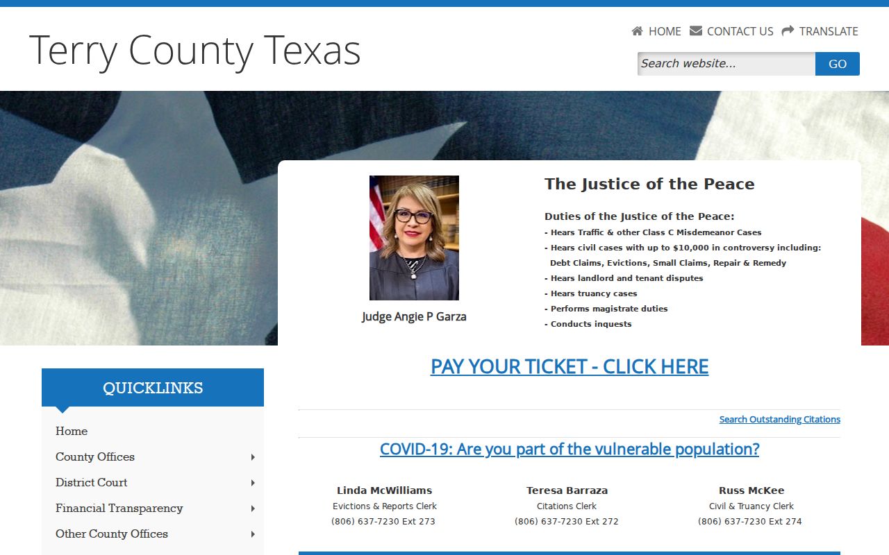 Terry County criminal court Justice of the Peace records page