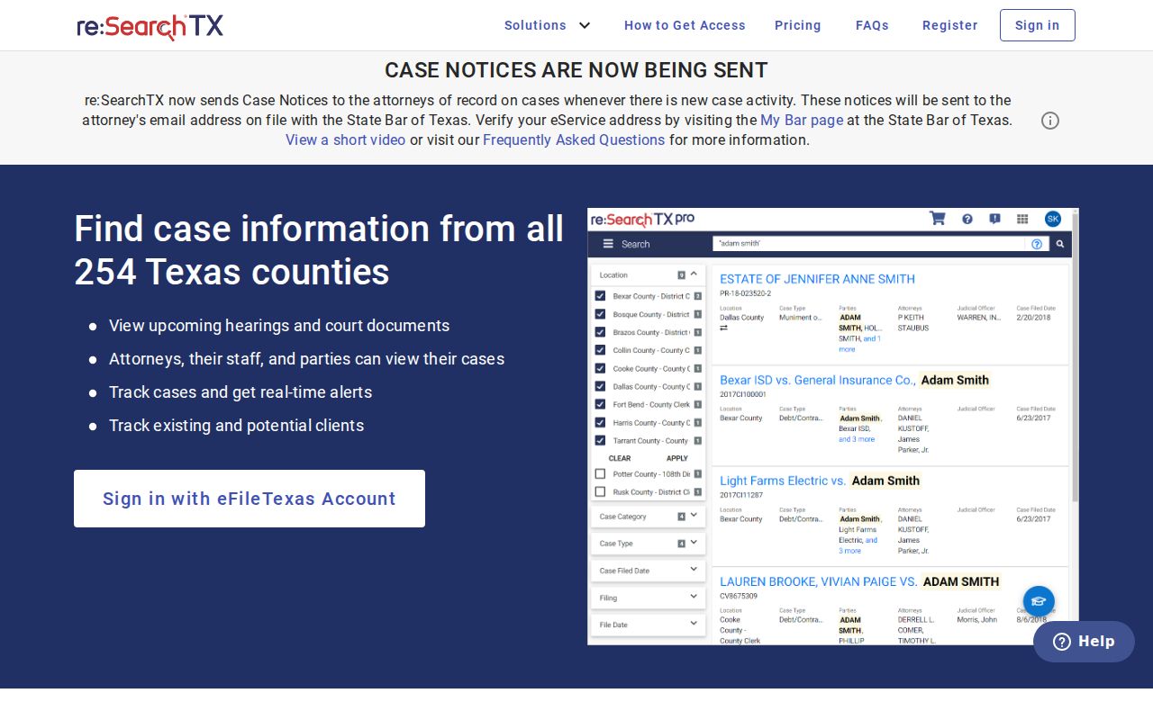 re:SearchTX Terry County court case lookup platform