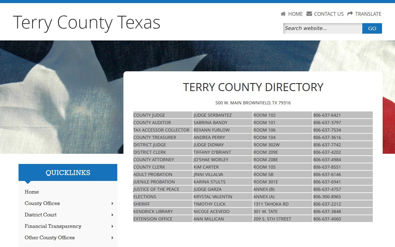 Terry County criminal records office directory