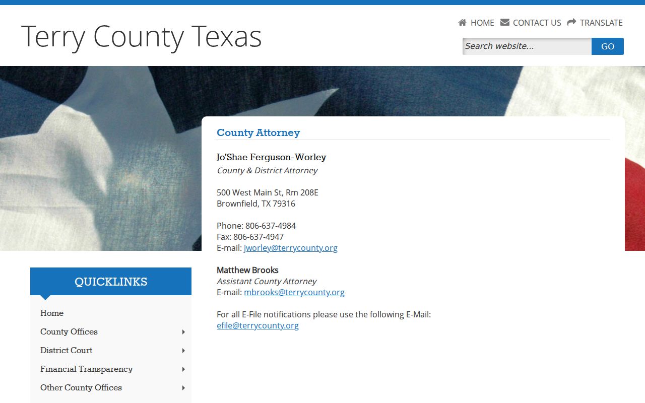 Terry County criminal prosecution office contact