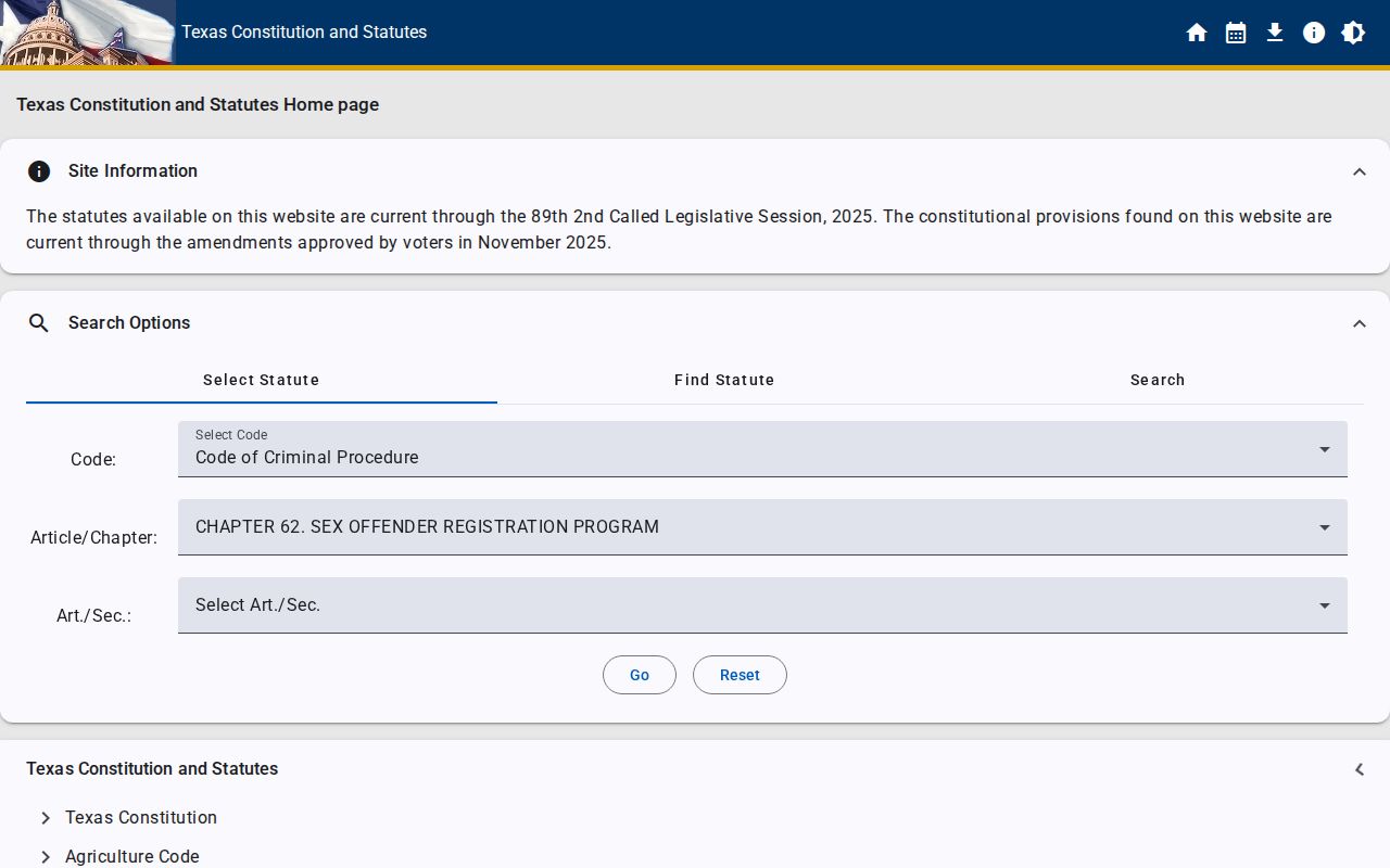 Texas Chapter 62 law for Terry County sex offender registration